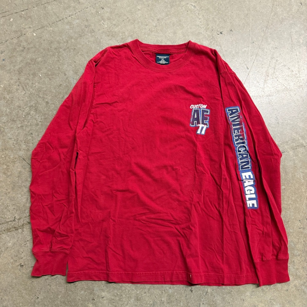American Eagle Beaver Boards Graphic Long Sleeve T-Shirt Red Mens Small AE 77